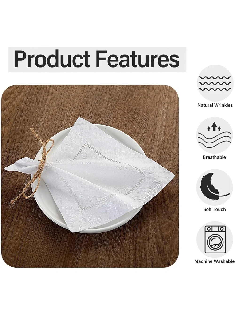 NEW Jerify 160 Pcs Linen Cocktail Napkins Bulk  6”x6” White Cloth Hemstitch